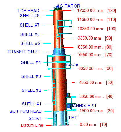 Plano de una torre de proceso